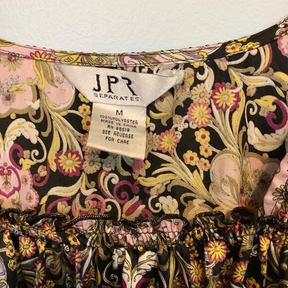 Y2K Womens M Floral Babydoll Fairy Top Cap Sleeve Romantic Tie Back Boho - Picture 3 of 10